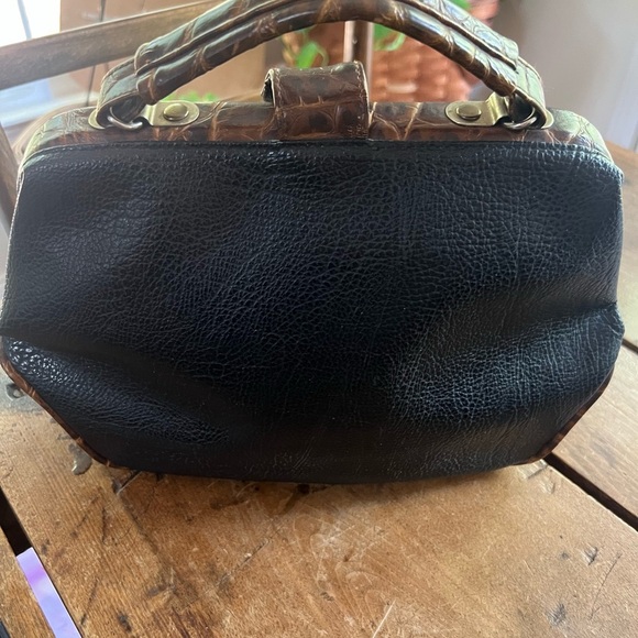 Faux Leather Vintage Black and Brown Handbag - Picture 2 of 4